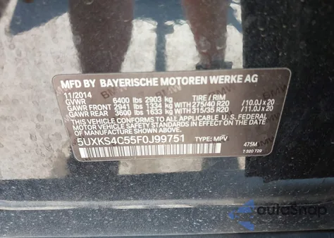 2015 BMW X5 xDrive35D z USA, uszkodzony, nr VIN 5UXKS4C55F0J99751